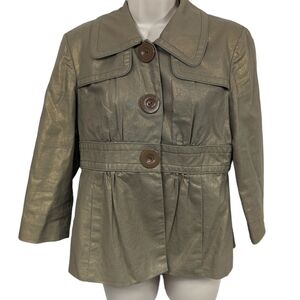 Mac & Jac Linen Blend Metallic Shimmer Safari Jacket Sz 8